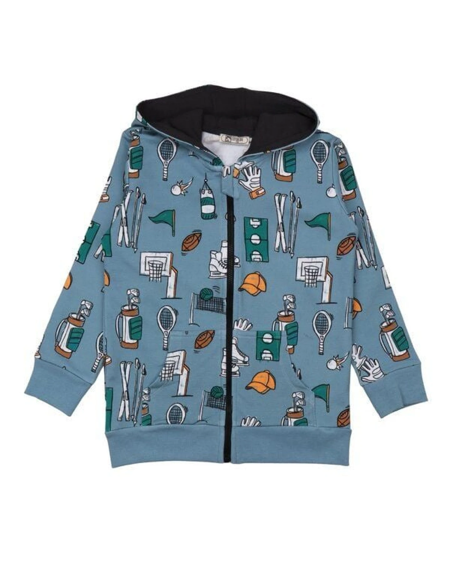 Sweatjacke Kinder aus Baumwolle, türkis, Kapuzenjacke mit Reißverschluss & Taschen für Sport, Schule & Freizeit – Cotokids – Ansicht 2