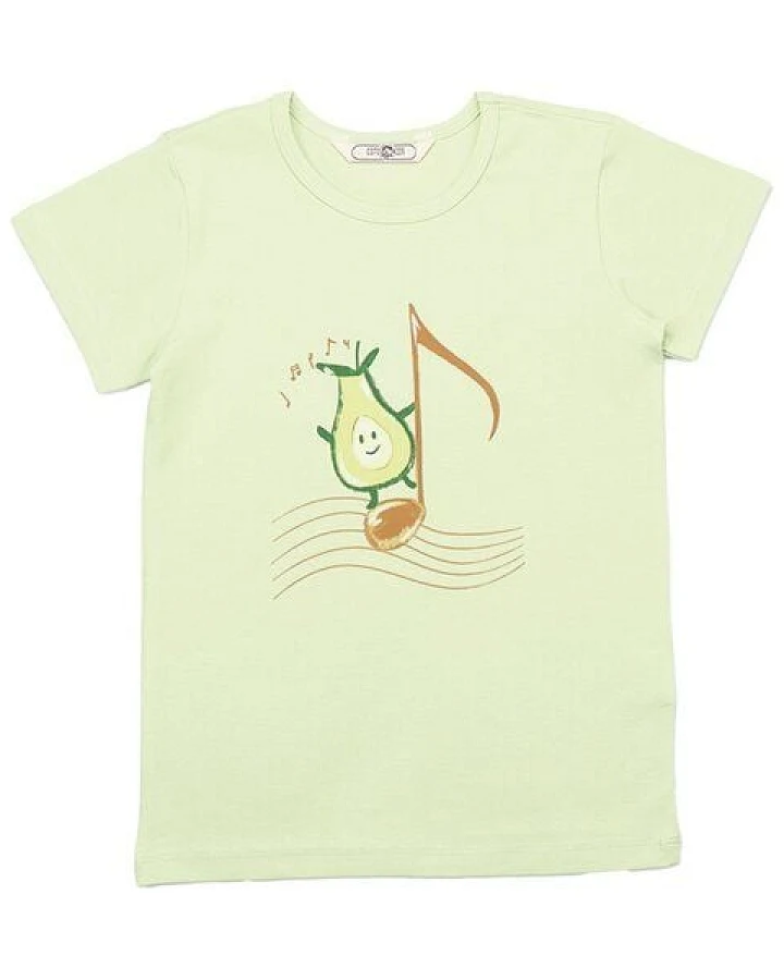 Cotokids Kinder T-Shirt Bio-Baumwolle „Avocado 13“ natur, Kurzarmshirt mit fruchtigem Print von Walkiddy für Schulkinder, weicher Jersey, hautfreundlich, elastisch & nachhaltig gefertigt