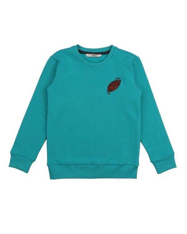 Cotokids Kinder Sweatshirt Baumwolle, Petrolblau, Brust-Patch, Walkiddy