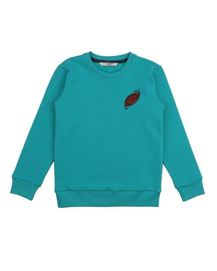 Cotokids Kinder Sweatshirt Baumwolle, Petrolblau, Brust-Patch, Walkiddy