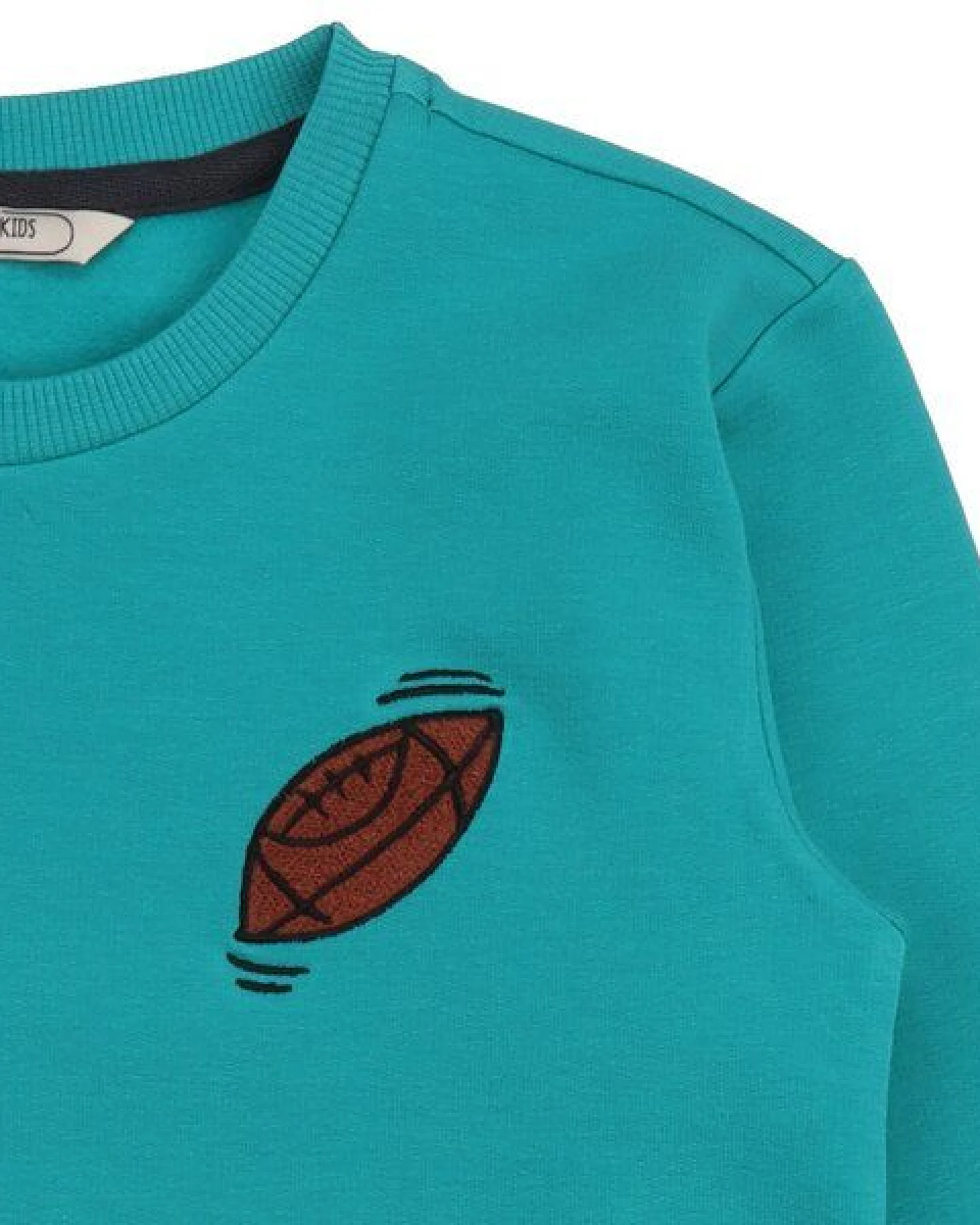 Cotokids Kinder Sweatshirt Baumwolle, Petrolblau, Brust-Patch, Walkiddy – Ansicht 3
