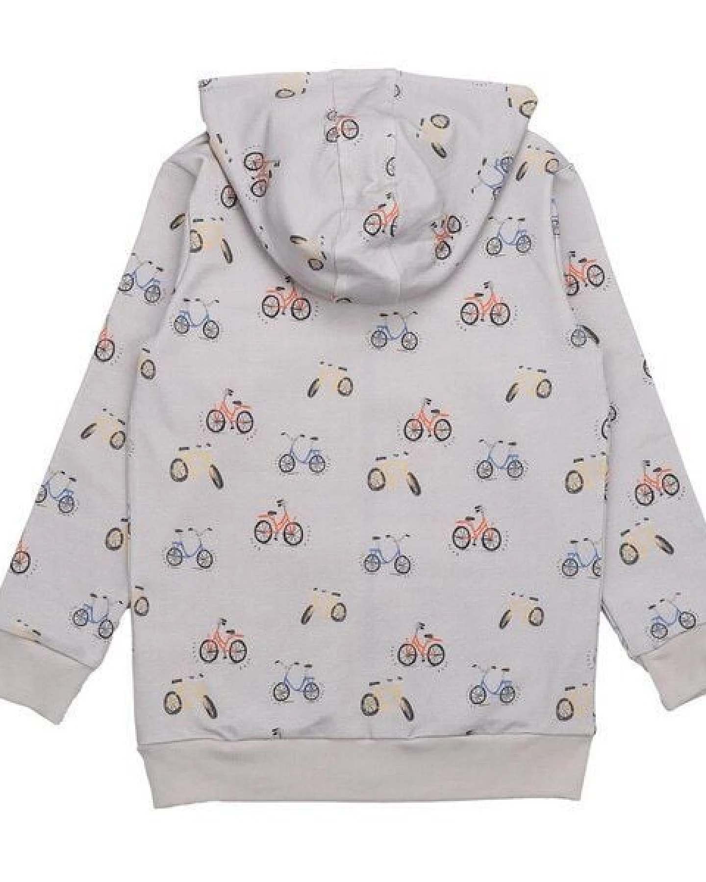 Cotokids Kinder Sweatjacke GOTS zertifiziert, Bio-Baumwolle, grau, Fahrrad-Muster, Kapuze, Reißverschluss – Walkiddy – Ansicht 4