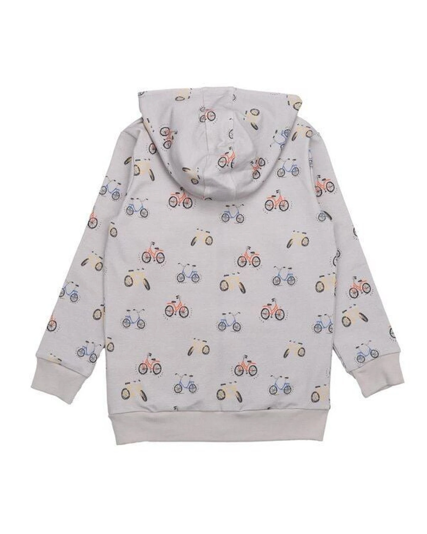 Cotokids Kinder Sweatjacke GOTS zertifiziert, Bio-Baumwolle, grau, Fahrrad-Muster, Kapuze, Reißverschluss – Walkiddy – Ansicht 4