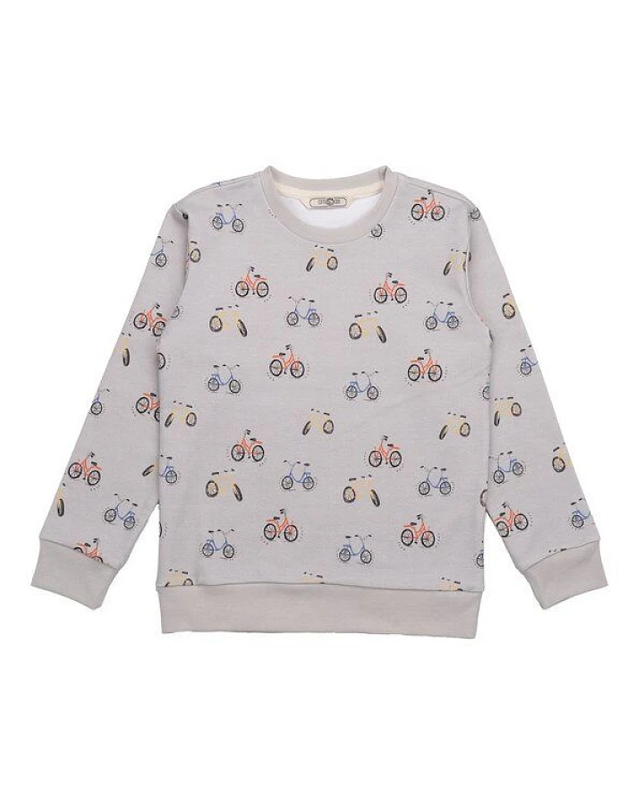 Cotokids Kinder Sweatshirt GOTS-zertifiziert aus Bio-Baumwolle grau mit Fahrrad-Motiv – Walkiddy
