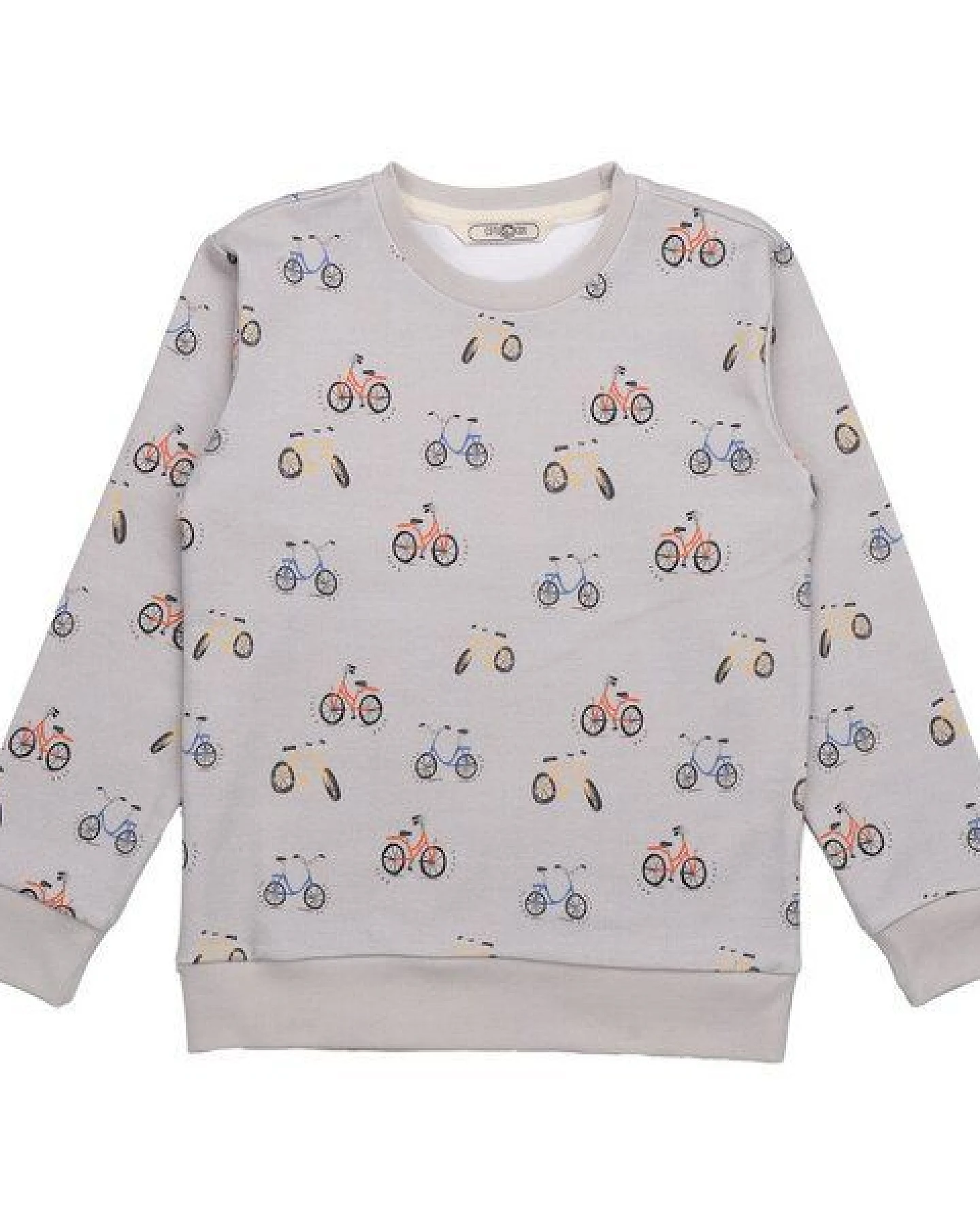 Cotokids Kinder Sweatshirt GOTS-zertifiziert aus Bio-Baumwolle grau mit Fahrrad-Motiv – Walkiddy – Ansicht 2