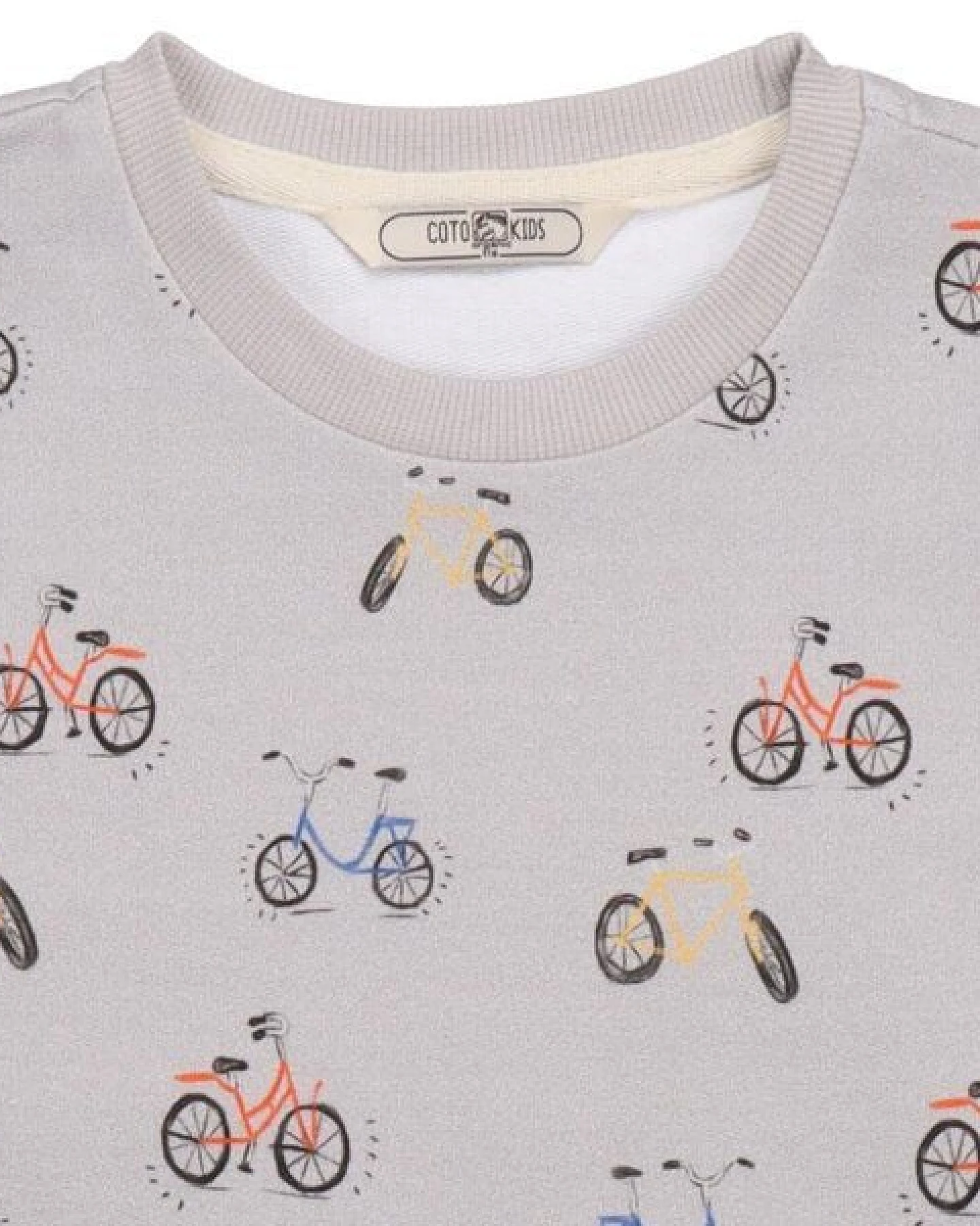 Cotokids Kinder Sweatshirt GOTS-zertifiziert aus Bio-Baumwolle grau mit Fahrrad-Motiv – Walkiddy – Ansicht 3