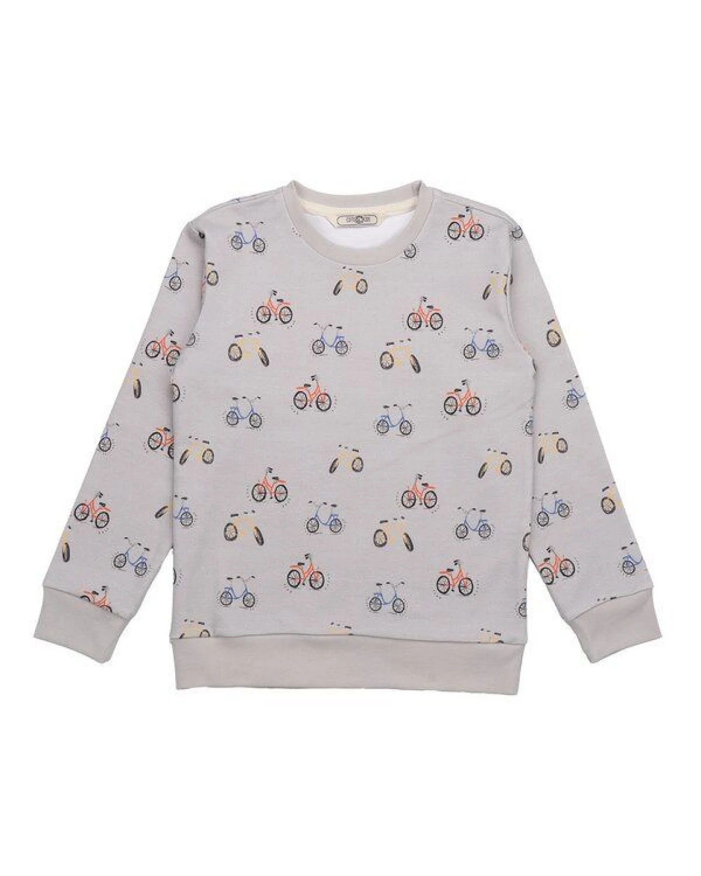 Cotokids Kinder Sweatshirt GOTS-zertifiziert aus Bio-Baumwolle grau mit Fahrrad-Motiv – Walkiddy – Ansicht 2