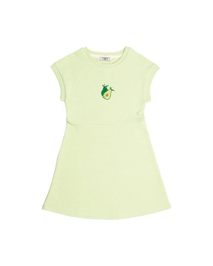 Cotokids Kinderkleid GOTS zertifiziert, hellgrün, Avocado-Print, Kurzarm, weich – Walkiddy
