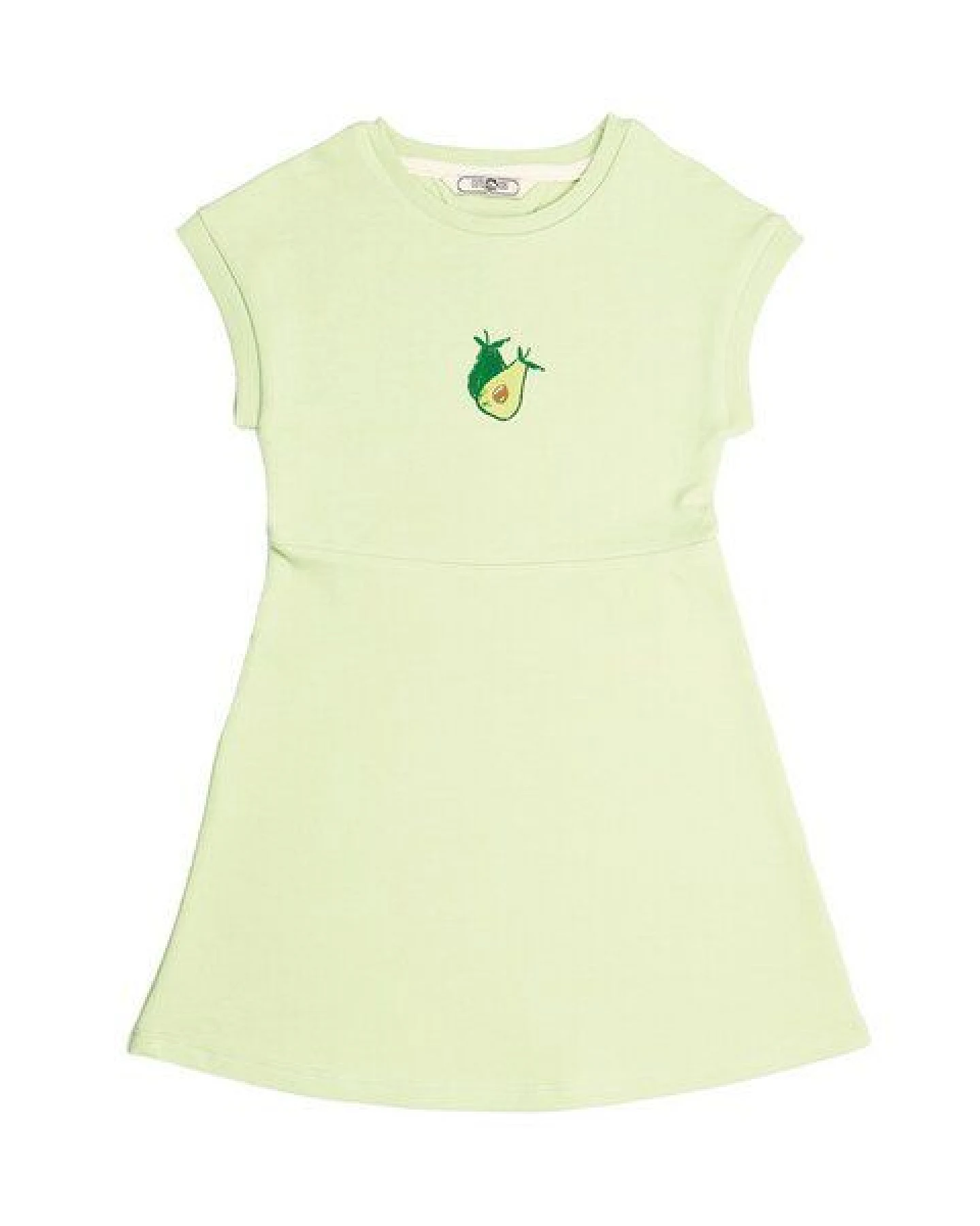 Cotokids Kinderkleid GOTS zertifiziert, hellgrün, Avocado-Print, Kurzarm, weich – Walkiddy – Ansicht 2