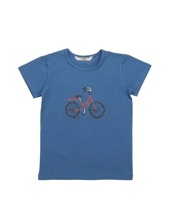 Cotokids Kinder T-Shirt GOTS-zertifiziert aus Bio-Baumwolle, blau mit Fahrrad-Motiv – Walkiddy, weich, hautfreundlich, nachhaltig & fair produziert