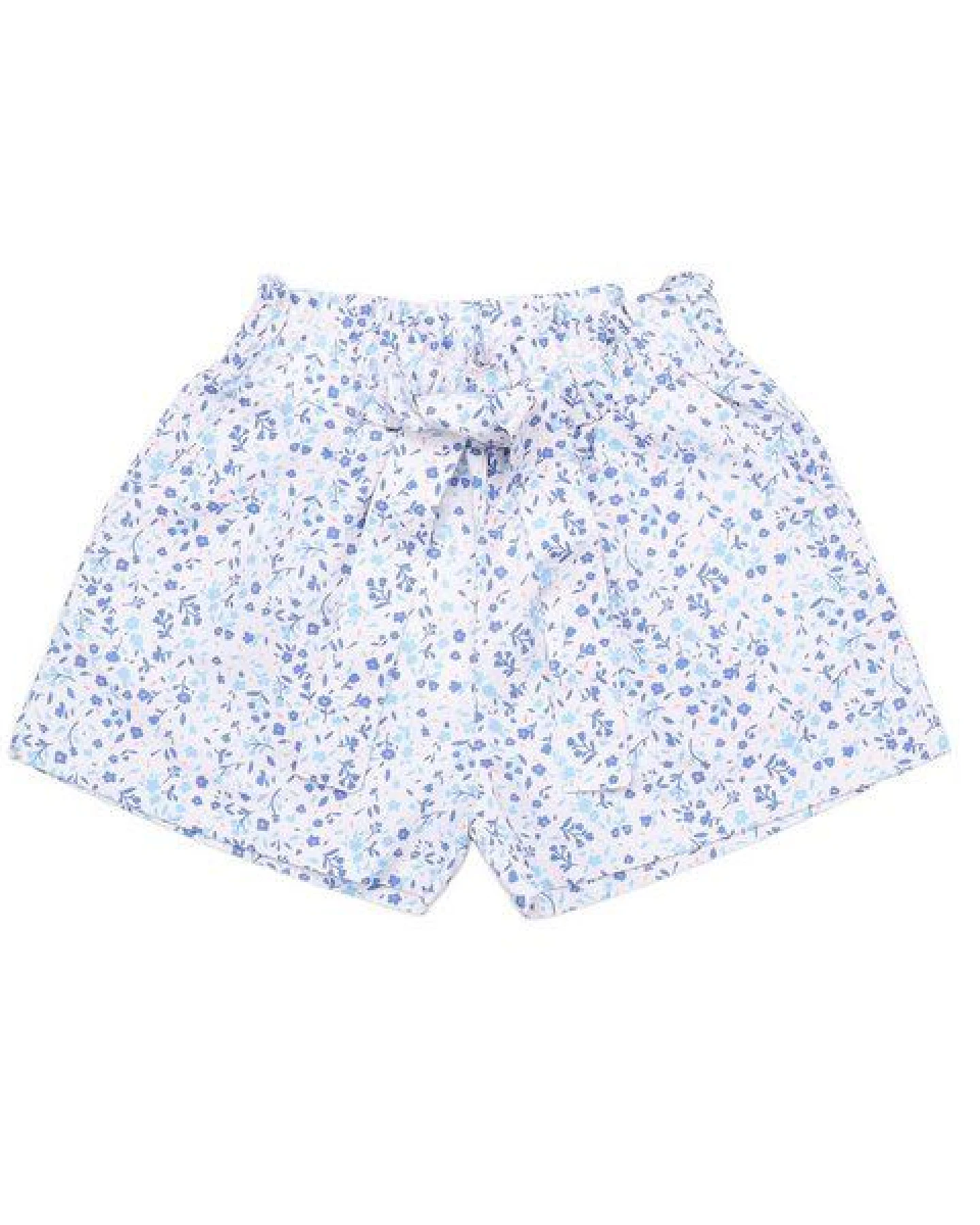 Cotokids Kinder Shorts Baumwolle, Offwhite, Blaues Mini-Blumenmuster, Walkiddy – Ansicht 2
