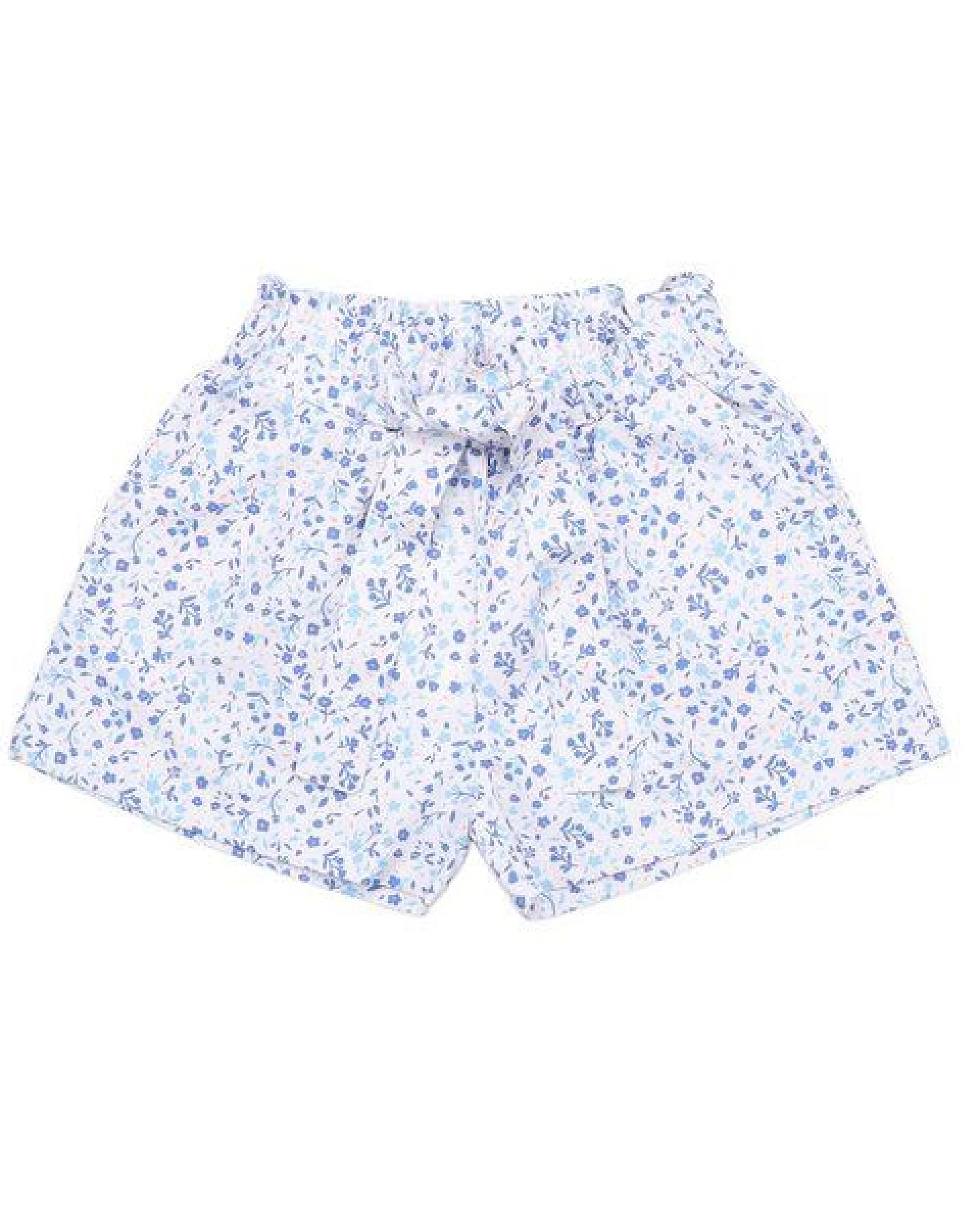 Cotokids Kinder Shorts Baumwolle, Offwhite, Blaues Mini-Blumenmuster, Walkiddy – Ansicht 4