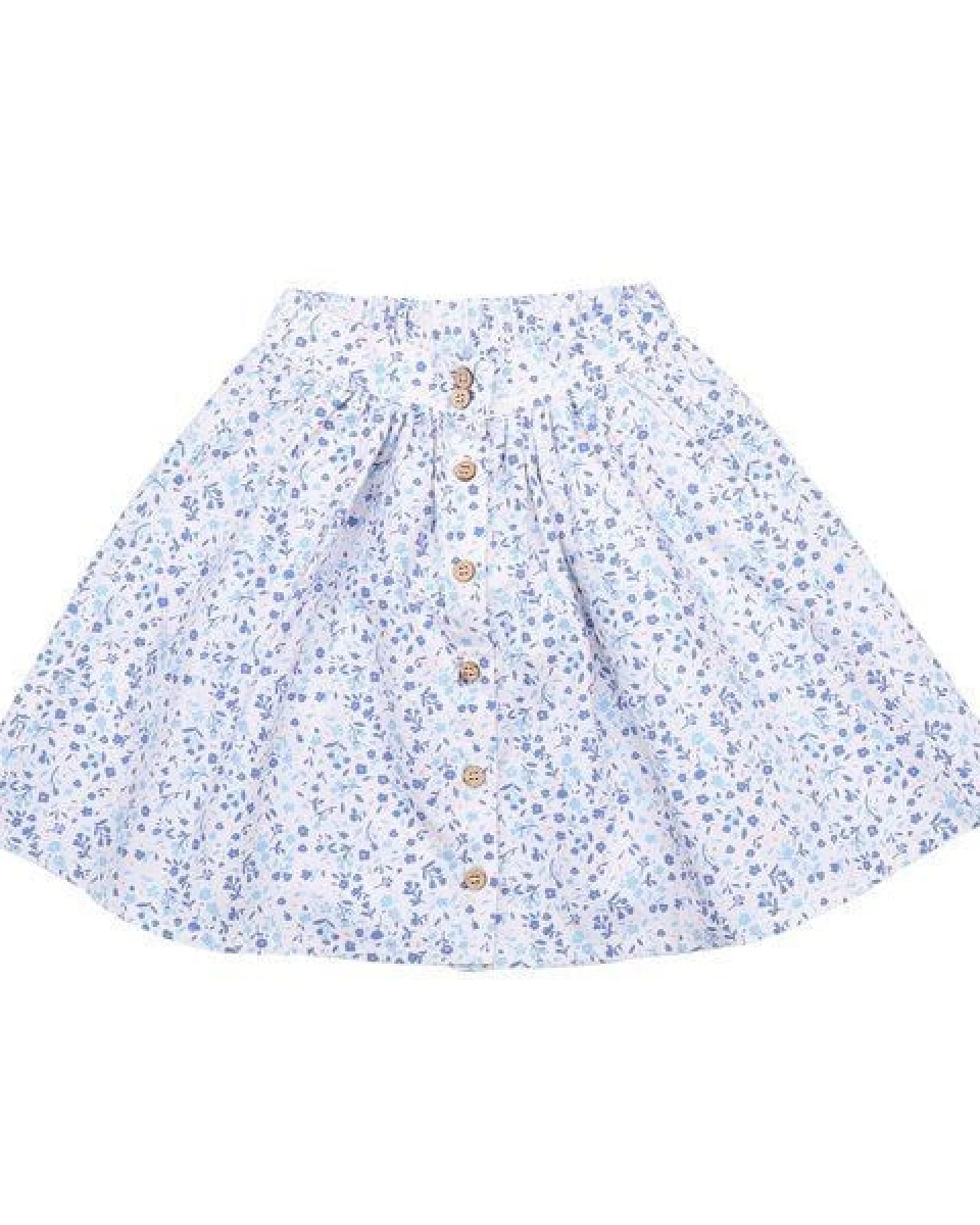 Cotokids Kinder Rock – Weiß mit blauem Blumenmuster, elastischer Bund, leicht & bequem, vielseitig kombinierbar – Ansicht 4