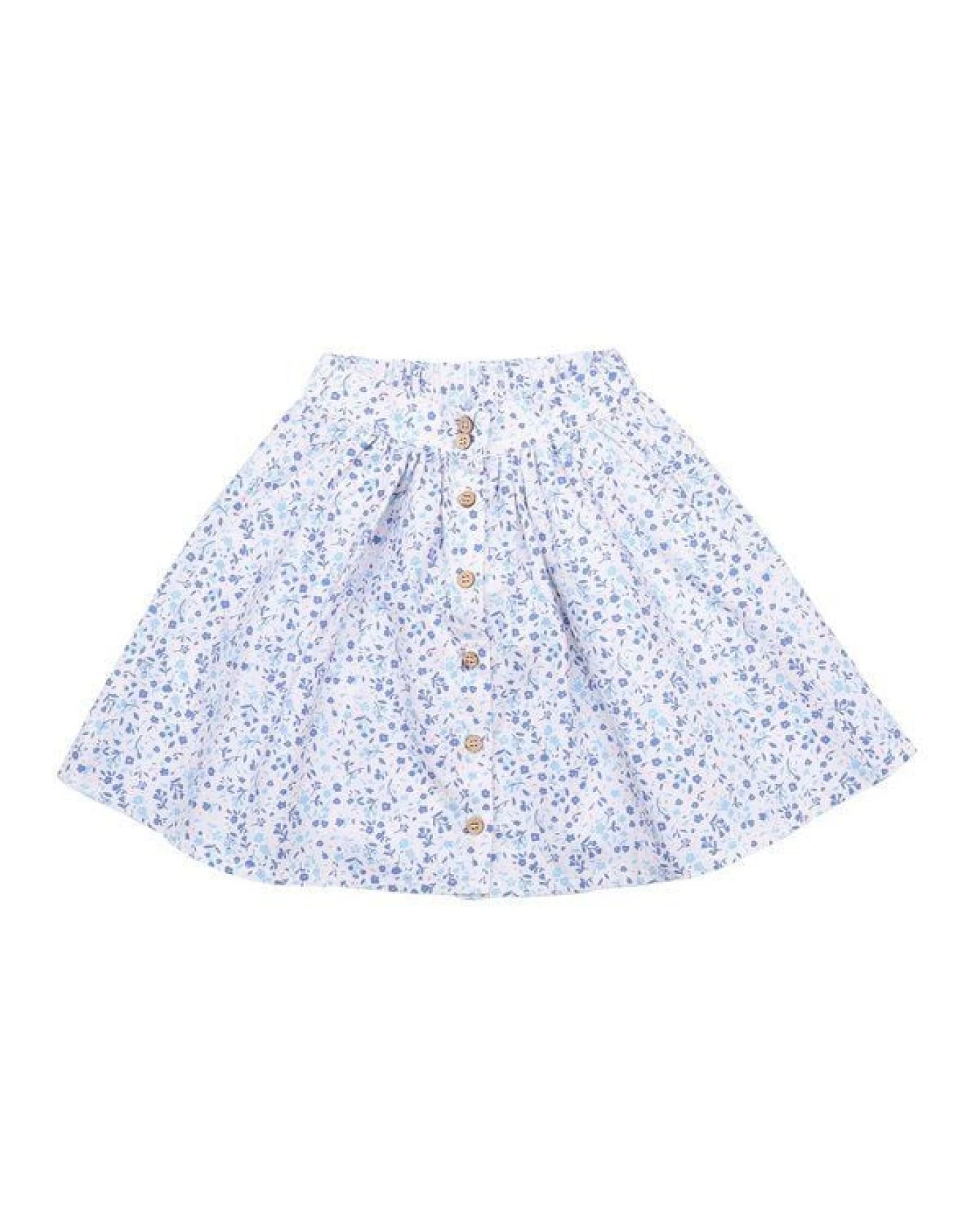 Cotokids Kinder Rock – Weiß mit blauem Blumenmuster, elastischer Bund, leicht & bequem, vielseitig kombinierbar – Ansicht 4