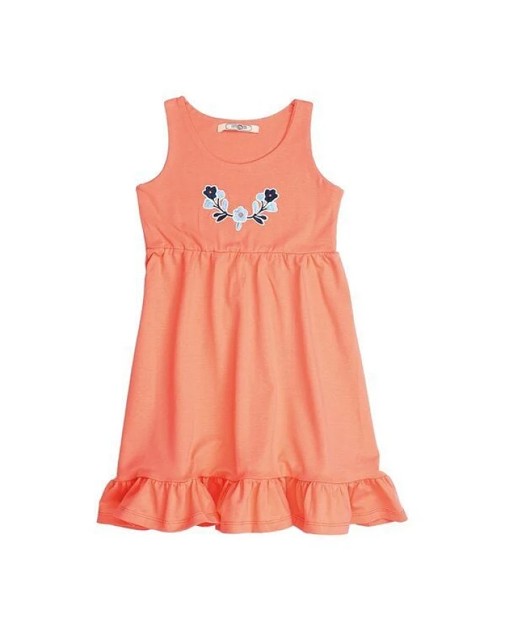 Cotokids Kinder Kleid ärmellos Baumwolle, Apricot, Blumen-Detail, Walkiddy