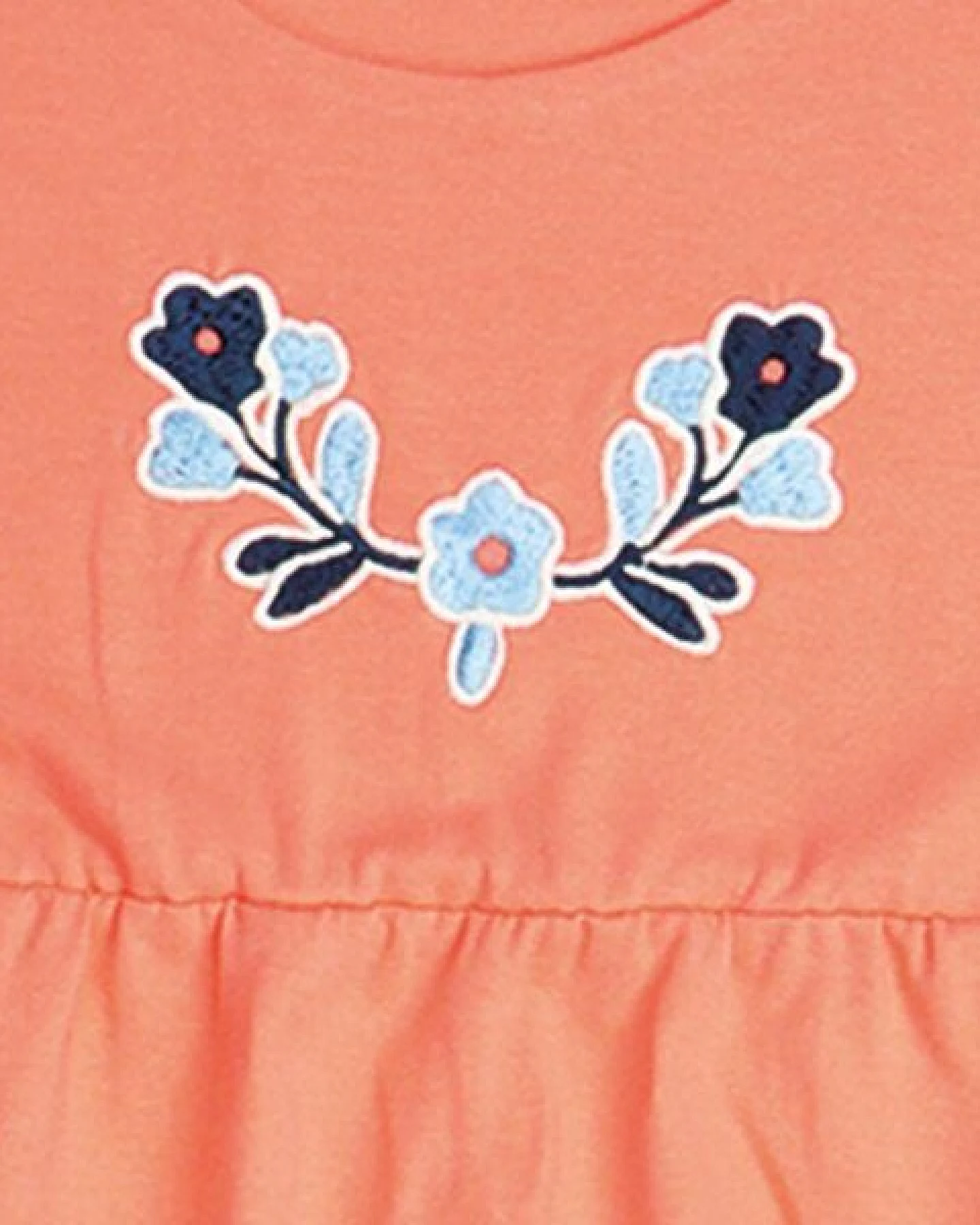 Cotokids Kinder Kleid ärmellos Baumwolle, Apricot, Blumen-Detail, Walkiddy – Ansicht 4