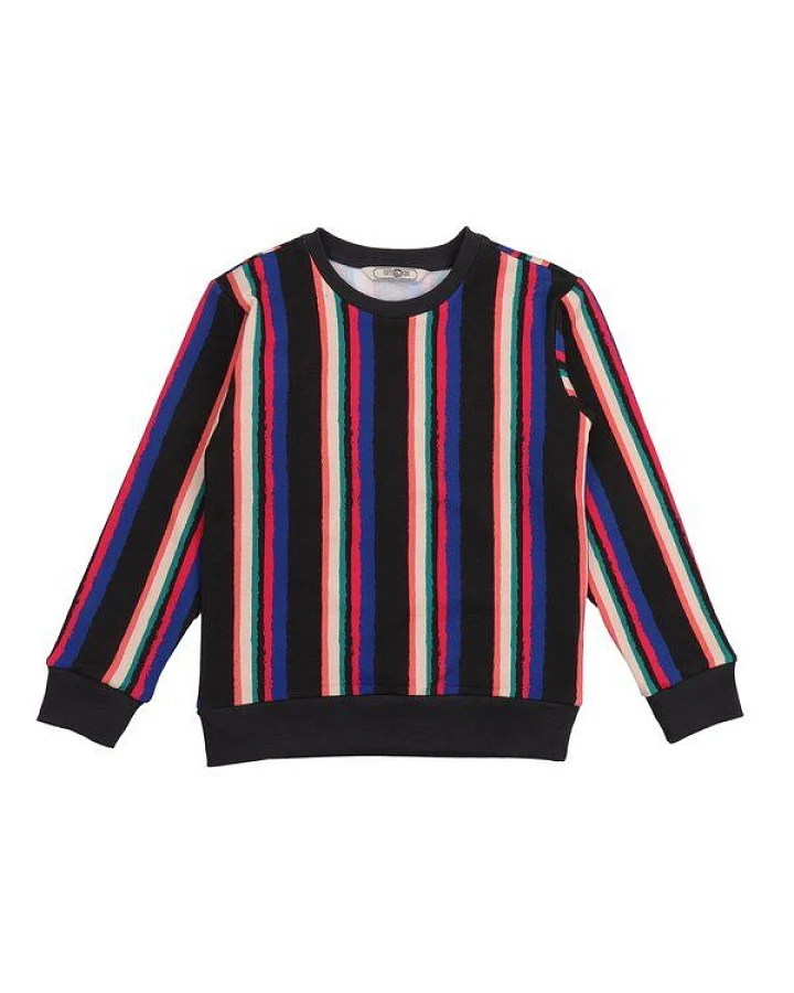 Sweatshirt Kinder Baumwolle Colored Lines navy, locker geschnittenes Rundhals Sweat für Schule, Sport & Freizeit – Cotokids