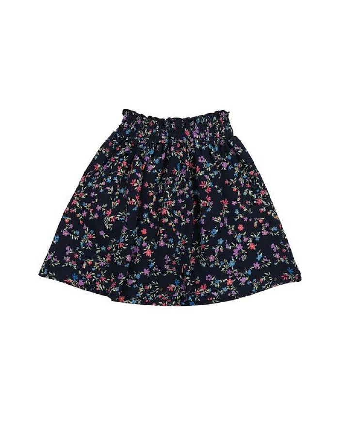 Cotokids Kinder Rock – Dunkelblau mit buntem Blumenmuster, elastischer Bund, leicht & bequem, vielseitig kombinierbar