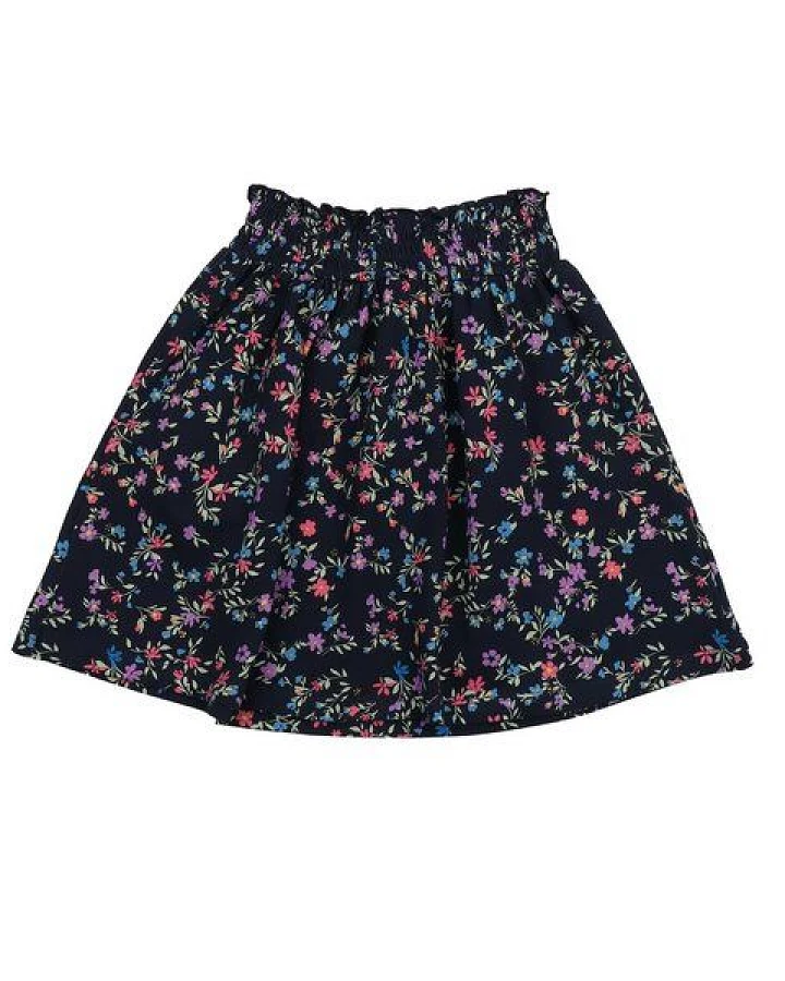 Cotokids Kinder Rock – Dunkelblau mit buntem Blumenmuster, elastischer Bund, leicht & bequem, vielseitig kombinierbar
