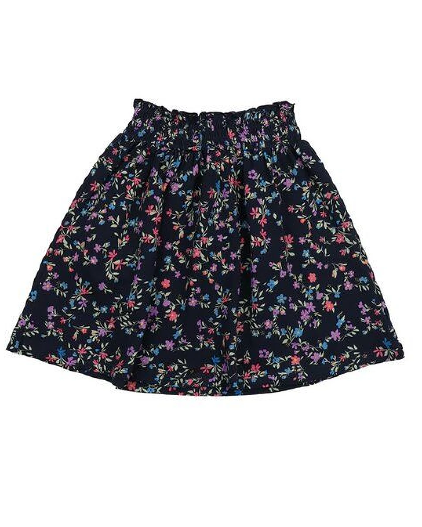 Cotokids Kinder Rock – Dunkelblau mit buntem Blumenmuster, elastischer Bund, leicht & bequem, vielseitig kombinierbar – Ansicht 2