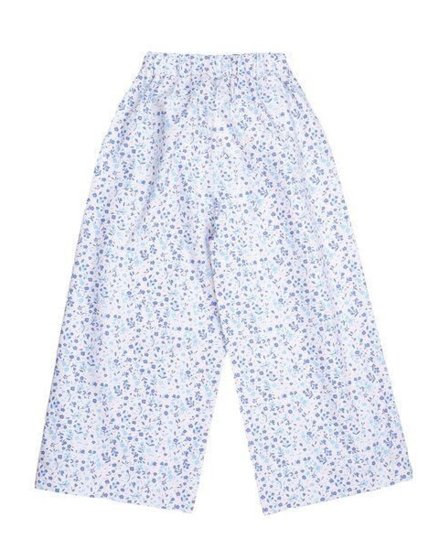 Cotokids Kinder Hose – Weiß mit blauem Blumenmuster, weiter Schnitt, Bund mit Kordel, bequem – Ansicht 3
