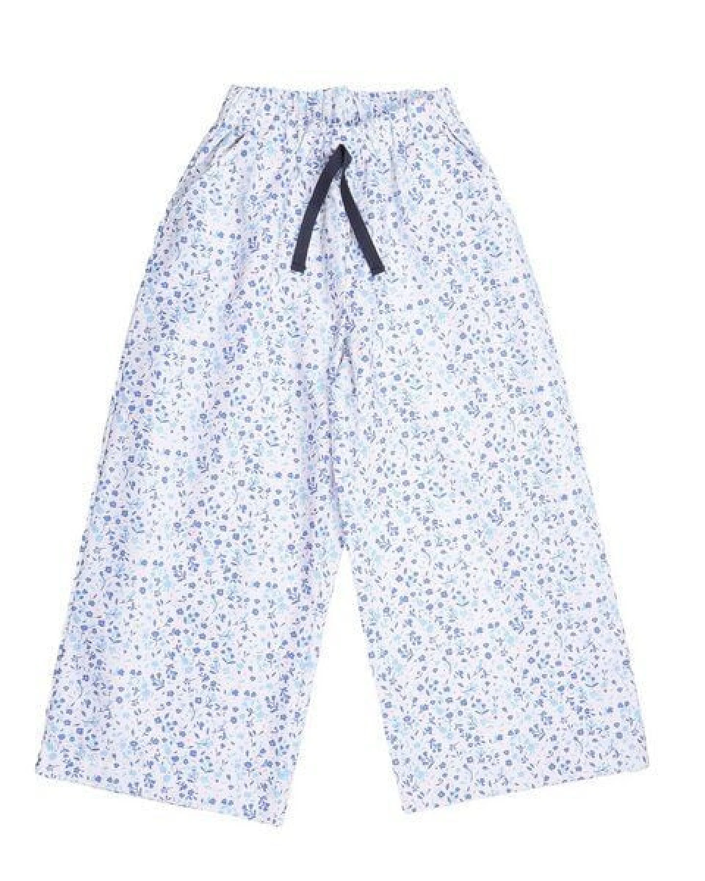 Cotokids Kinder Hose – Weiß mit blauem Blumenmuster, weiter Schnitt, Bund mit Kordel, bequem – Ansicht 4