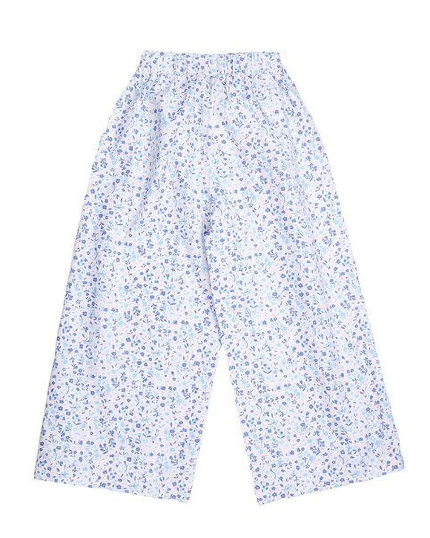 Cotokids Kinder Hose – Weiß mit blauem Blumenmuster, weiter Schnitt, Bund mit Kordel, bequem – Ansicht 3