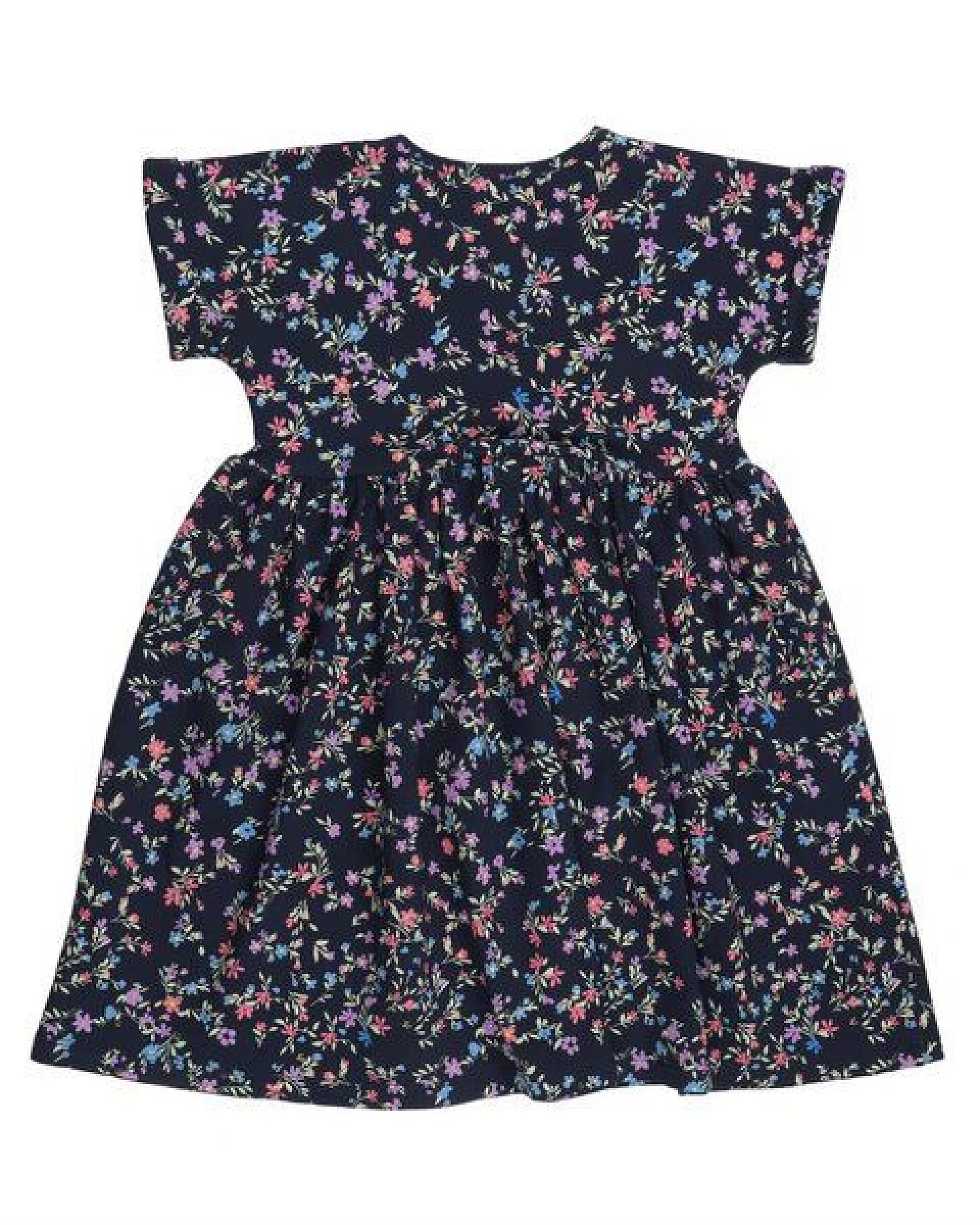 Cotokids Kinderkleid Kurzarm – Dunkelblau, Blumenmuster – Ansicht 3