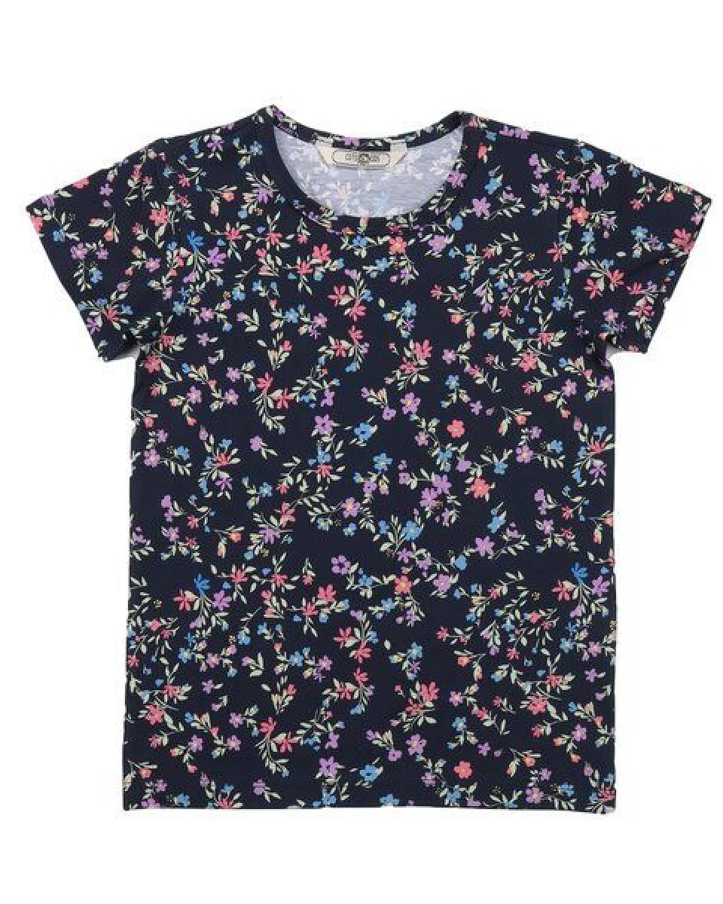 Cotokids Kinder T-Shirt aus Baumwolle dunkelblau mit buntem Allover-Muster – Walkiddy – Ansicht 2