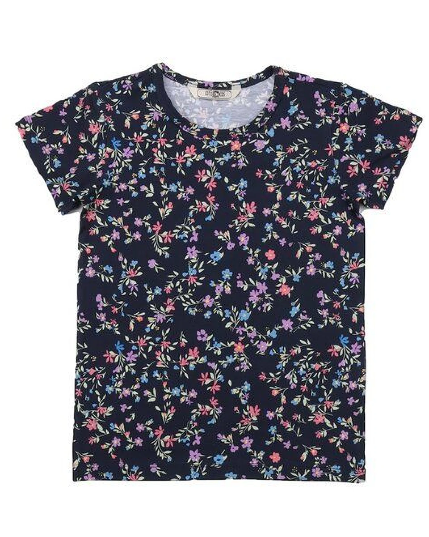 Cotokids Kinder T-Shirt aus Baumwolle dunkelblau mit buntem Allover-Muster – Walkiddy – Ansicht 4