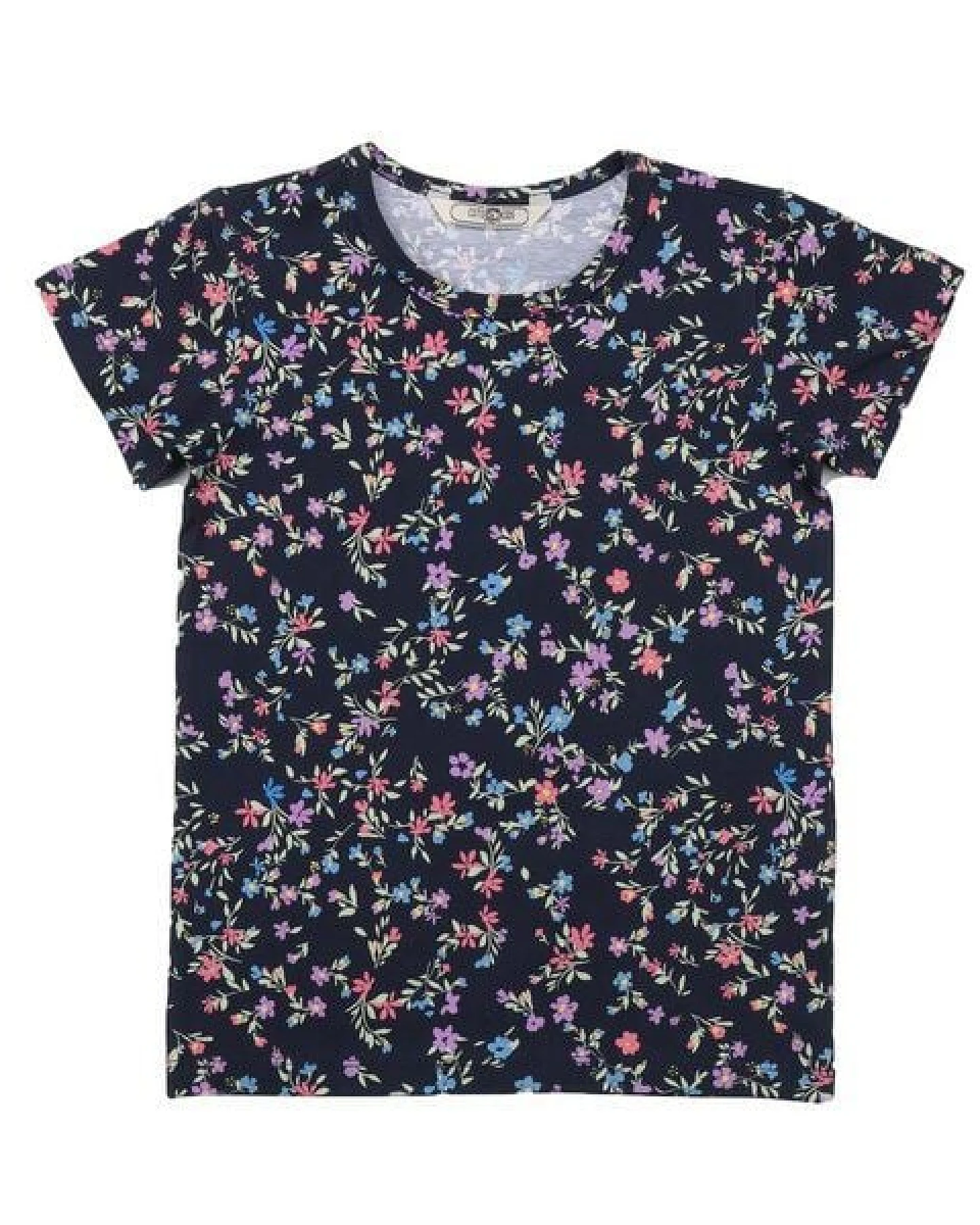 Cotokids Kinder T-Shirt aus Baumwolle dunkelblau mit buntem Allover-Muster – Walkiddy – Ansicht 2