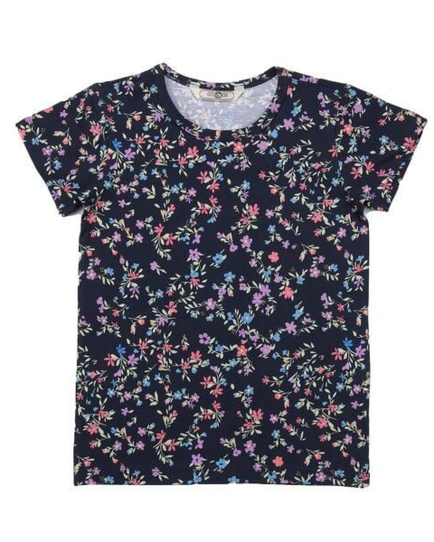 Cotokids Kinder T-Shirt aus Baumwolle dunkelblau mit buntem Allover-Muster – Walkiddy – Ansicht 4