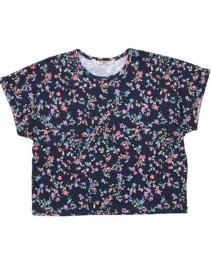 Cotokids Kinder T-Shirt aus Baumwolle dunkel mit farbenfrohem Allover-Muster – Walkiddy