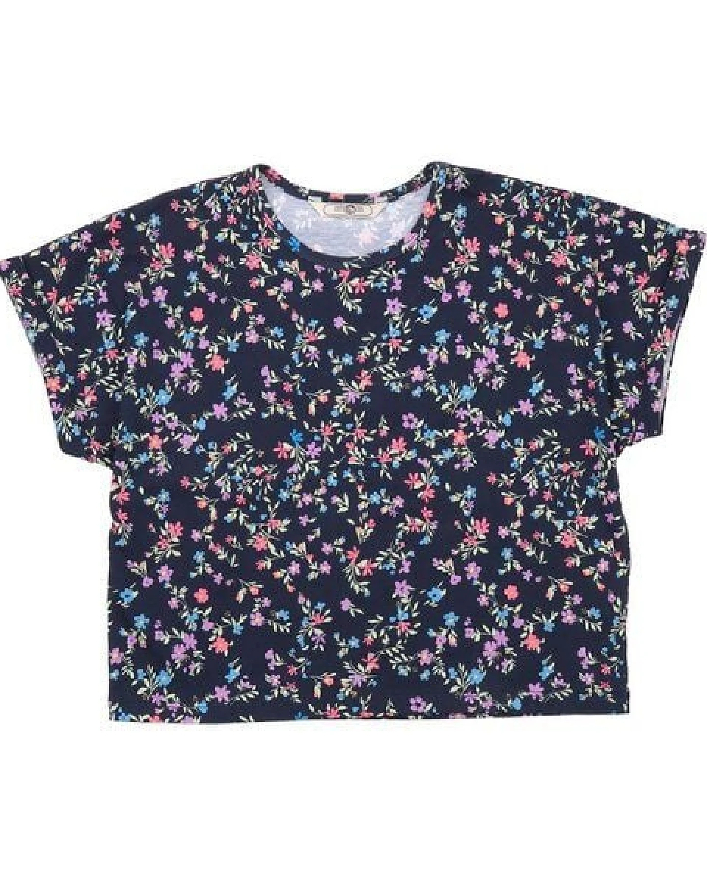 Cotokids Kinder T-Shirt aus Baumwolle dunkel mit farbenfrohem Allover-Muster – Walkiddy – Ansicht 4