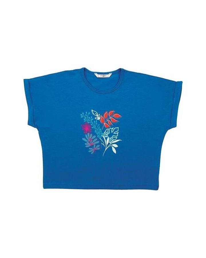 Cotokids Kinder T-Shirt GOTS zertifiziert, königsblau, „Colourful Paisley 23“ Print, Bio-Baumwolle, weich – Walkiddy