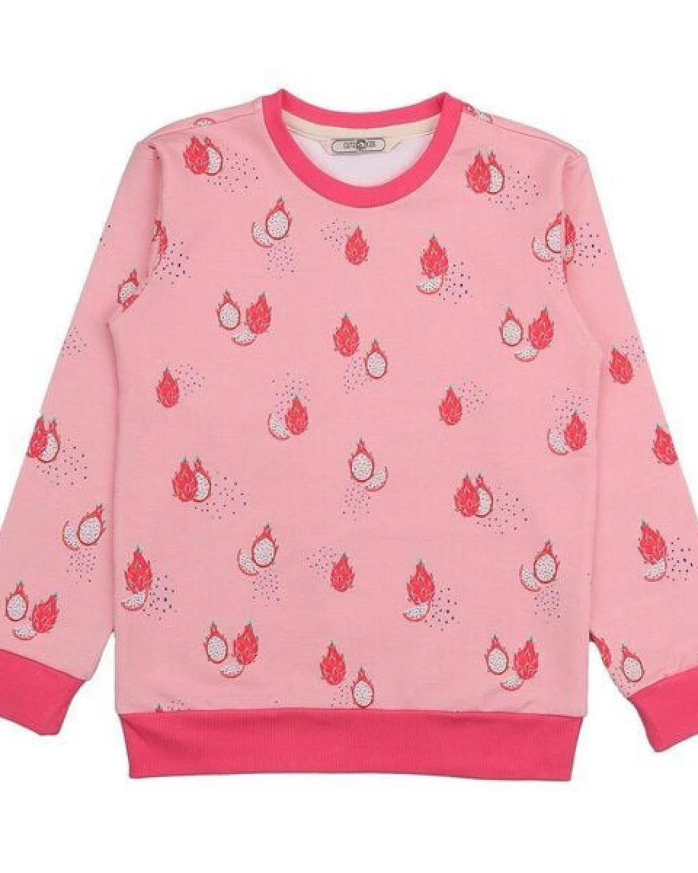Cotokids Kinder Sweatshirt Baumwolle, Rosa, Drachenfrucht-Muster, Walkiddy – Ansicht 2
