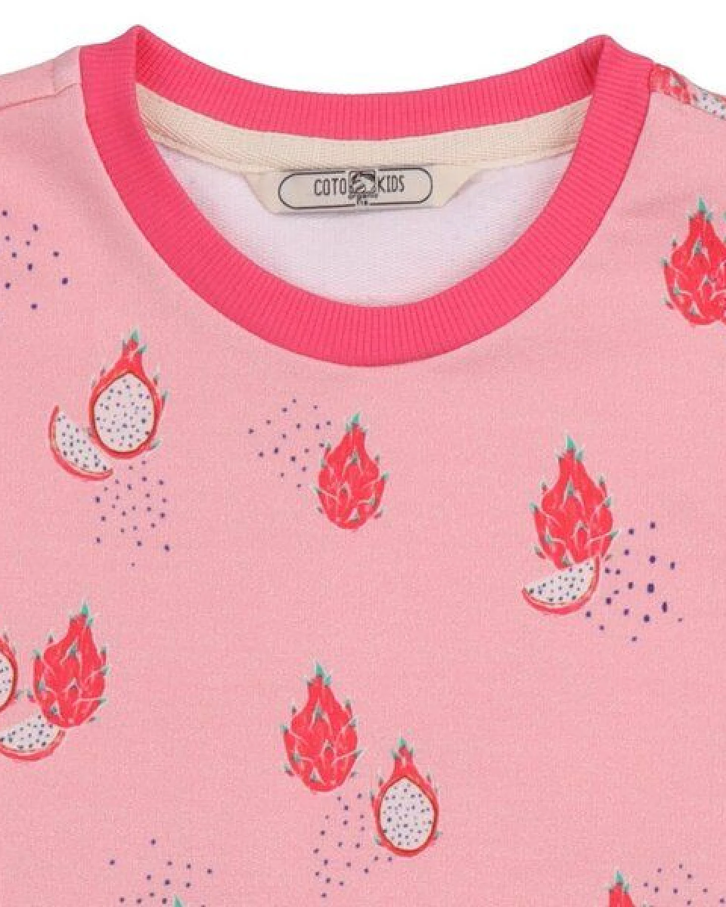 Cotokids Kinder Sweatshirt Baumwolle, Rosa, Drachenfrucht-Muster, Walkiddy – Ansicht 3