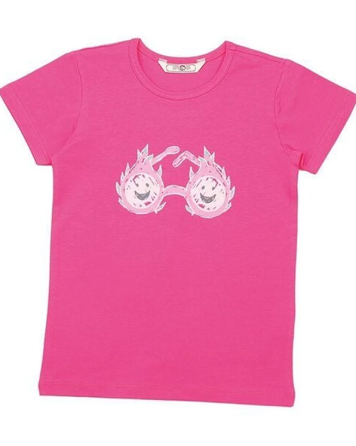 Cotokids Kinder T-Shirt – Rosa, kurzer Ärmel, Drachenfrucht-Motiv vorne, weich & bequem, Sommer-Shirt