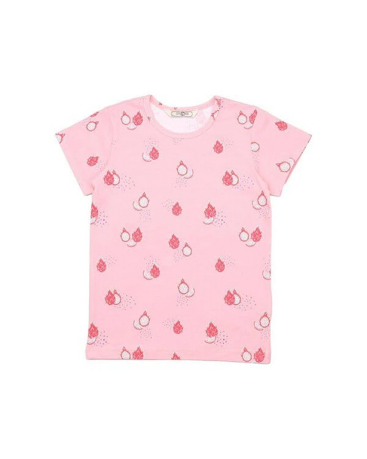 Cotokids Kinder T-Shirt GOTS zertifiziert, rosa, Drachenfrucht-Allover „Dragon Fruit 11“, Bio-Baumwolle, weich – Walkiddy