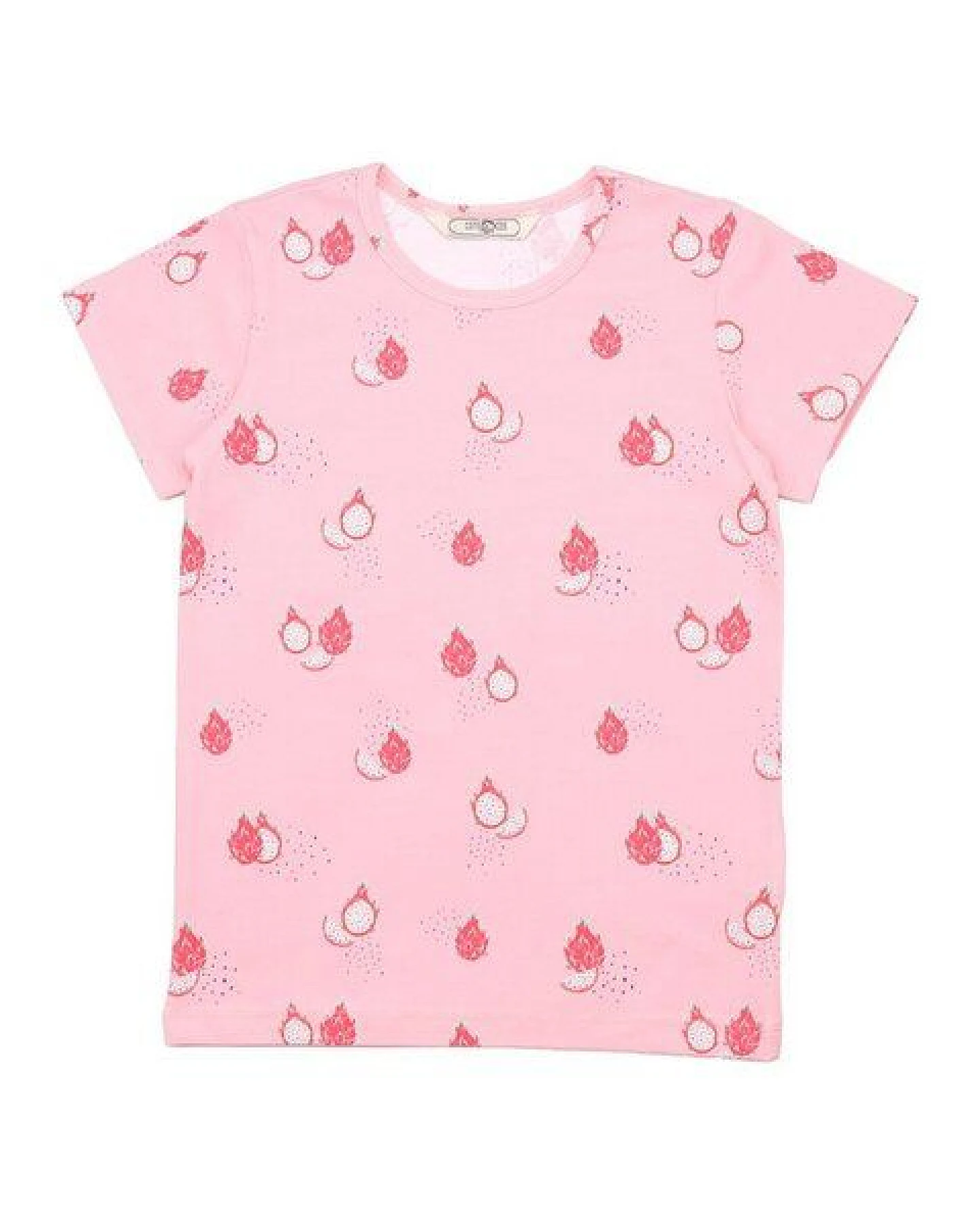 Cotokids Kinder T-Shirt GOTS zertifiziert, rosa, Drachenfrucht-Allover „Dragon Fruit 11“, Bio-Baumwolle, weich – Walkiddy – Ansicht 2