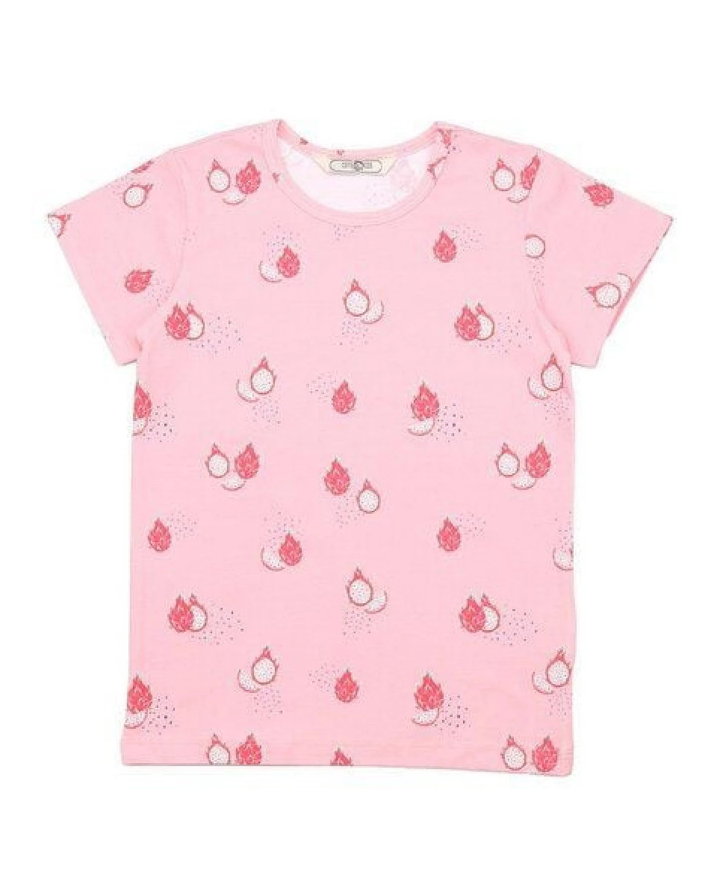 Cotokids Kinder T-Shirt GOTS zertifiziert, rosa, Drachenfrucht-Allover „Dragon Fruit 11“, Bio-Baumwolle, weich – Walkiddy – Ansicht 4