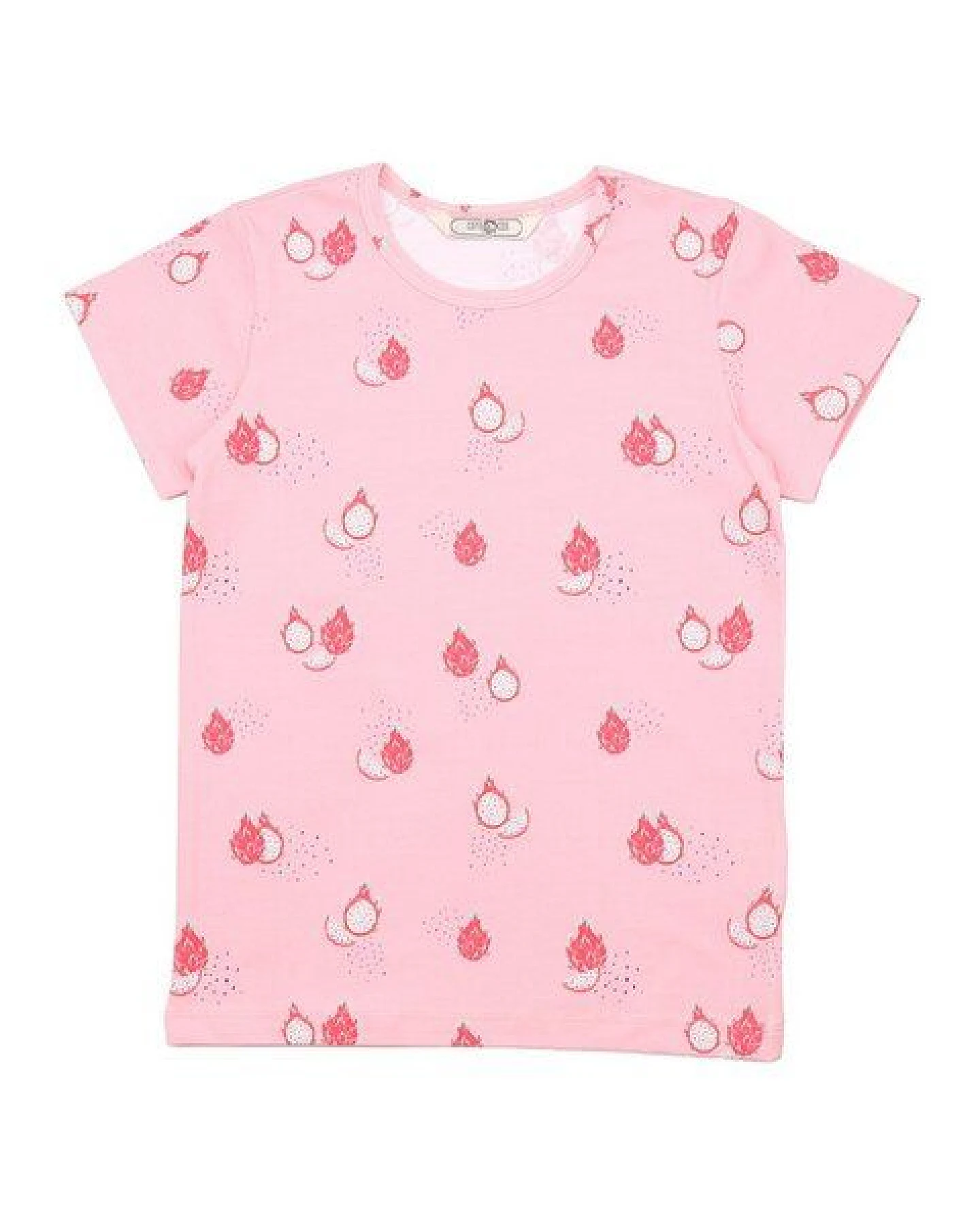 Cotokids Kinder T-Shirt GOTS zertifiziert, rosa, Drachenfrucht-Allover „Dragon Fruit 11“, Bio-Baumwolle, weich – Walkiddy – Ansicht 4