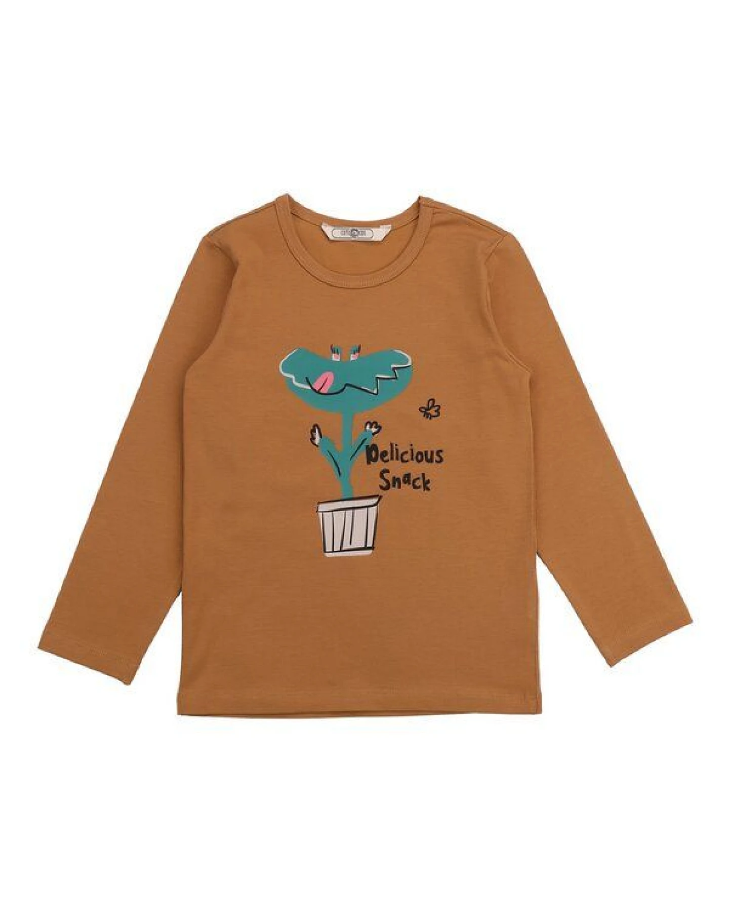 Cotokids Kinder Langarmshirt GOTS-zertifiziert aus Bio-Baumwolle braun mit Motiv-Print – Walkiddy – Ansicht 2
