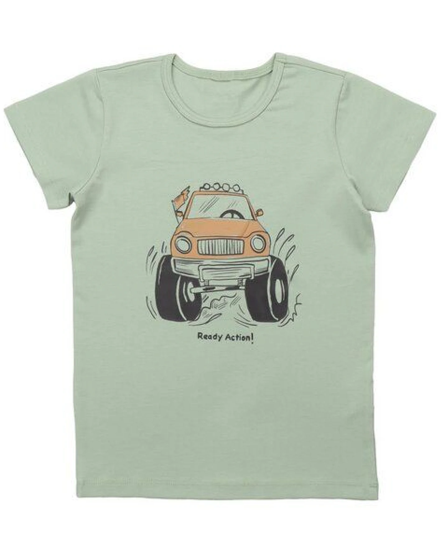 Cotokids Kinder T-Shirt GOTS zertifiziert, Bio-Baumwolle, hellgrün, Auto-Print, weich & bequem, Kurzarm – Walkiddy – Ansicht 2
