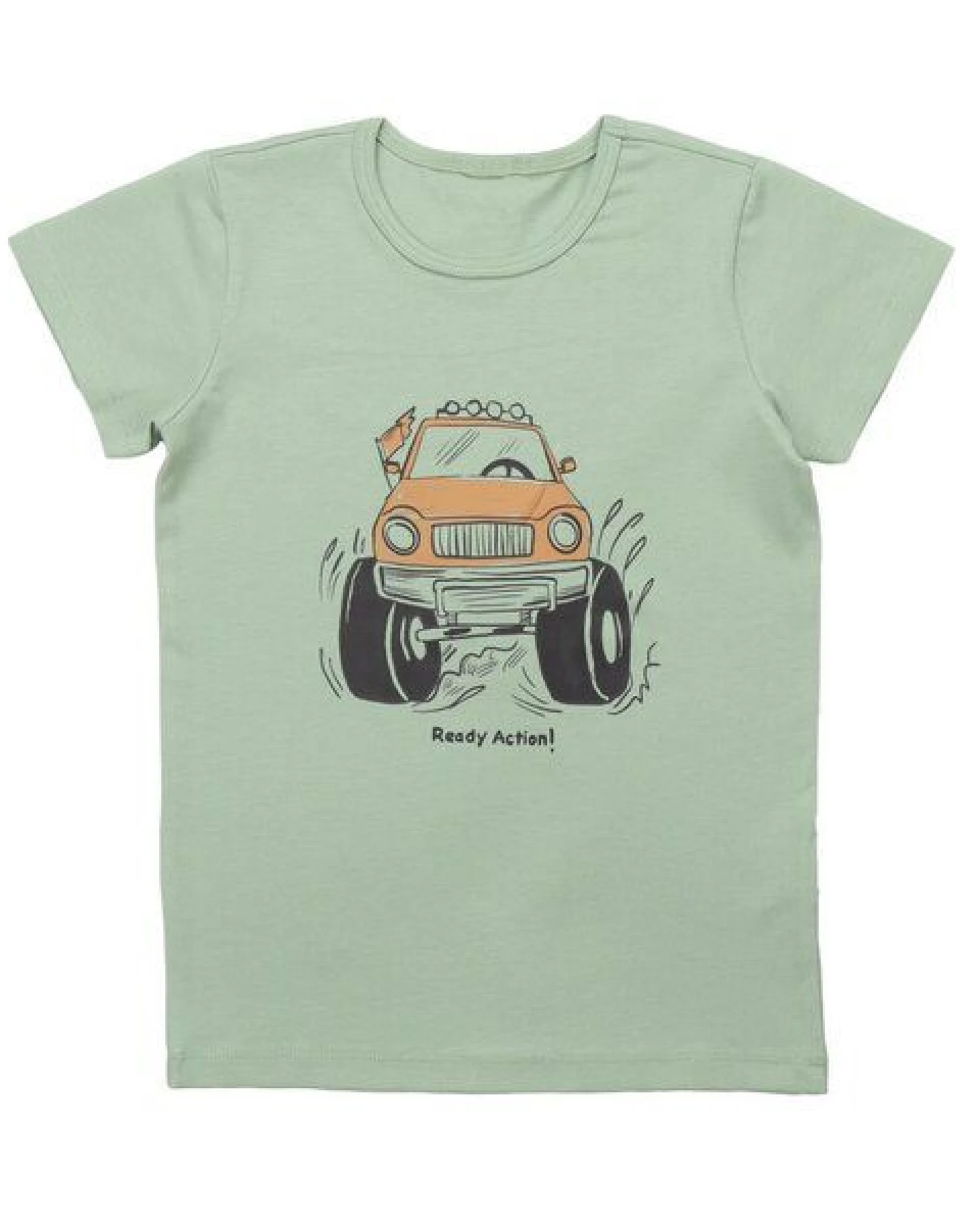 Cotokids Kinder T-Shirt GOTS zertifiziert, Bio-Baumwolle, hellgrün, Auto-Print, weich & bequem, Kurzarm – Walkiddy – Ansicht 4