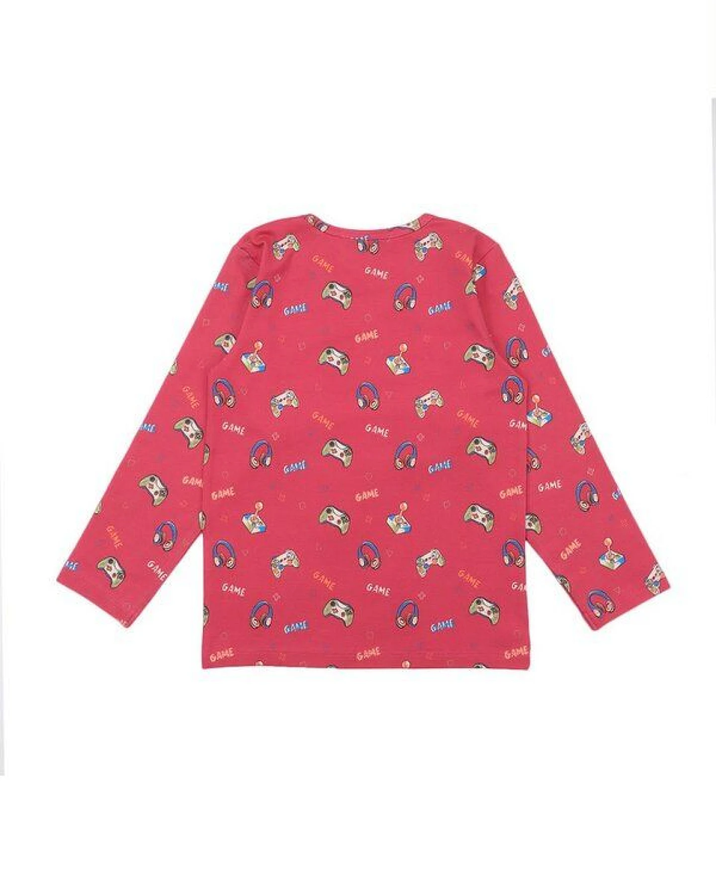 Cotokids Kinder Langarmshirt – Korallrot mit kleinem Muster, weich & bequem – Ansicht 3