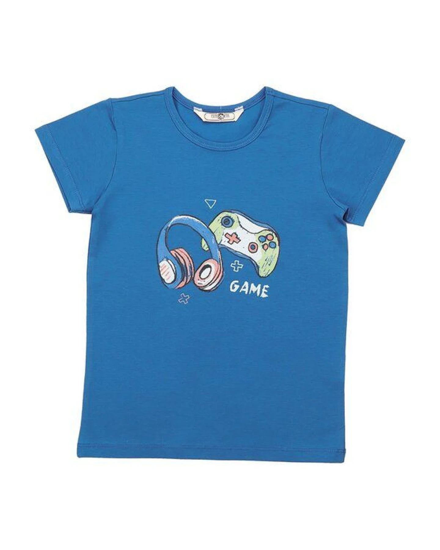Cotokids Kinder T-Shirt GOTS-zertifiziert aus Bio-Baumwolle, blau mit Game-Controller-Motiv „Game 21“, kurzarm – Walkiddy, weich & spielbereit – Ansicht 2