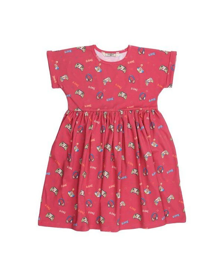 Cotokids Kinder Kleid Baumwolle, Rot, Allover-Muster, Walkiddy