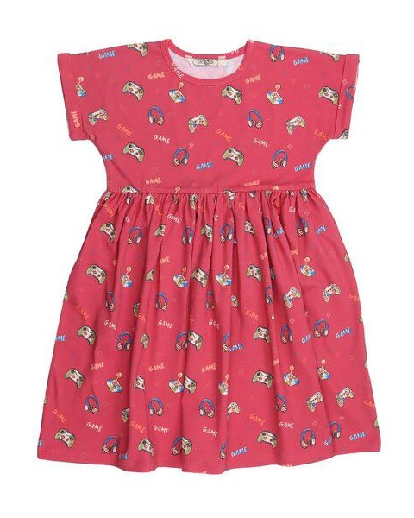 Cotokids Kinder Kleid Baumwolle, Rot, Allover-Muster, Walkiddy – Ansicht 2