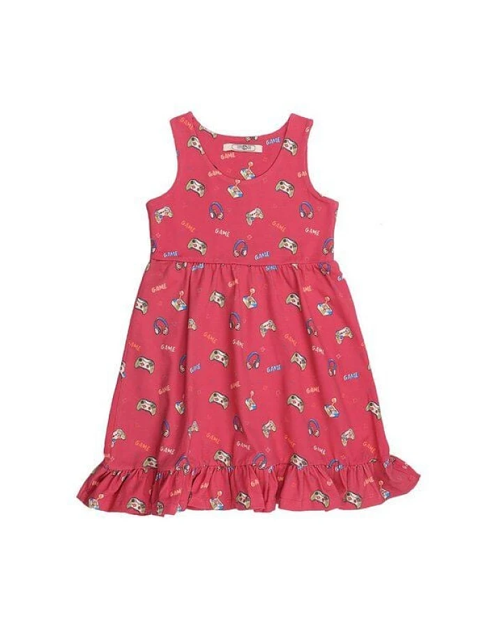Cotokids Kinder Kleid ärmellos Baumwolle, Rot, Allover-Muster, Walkiddy